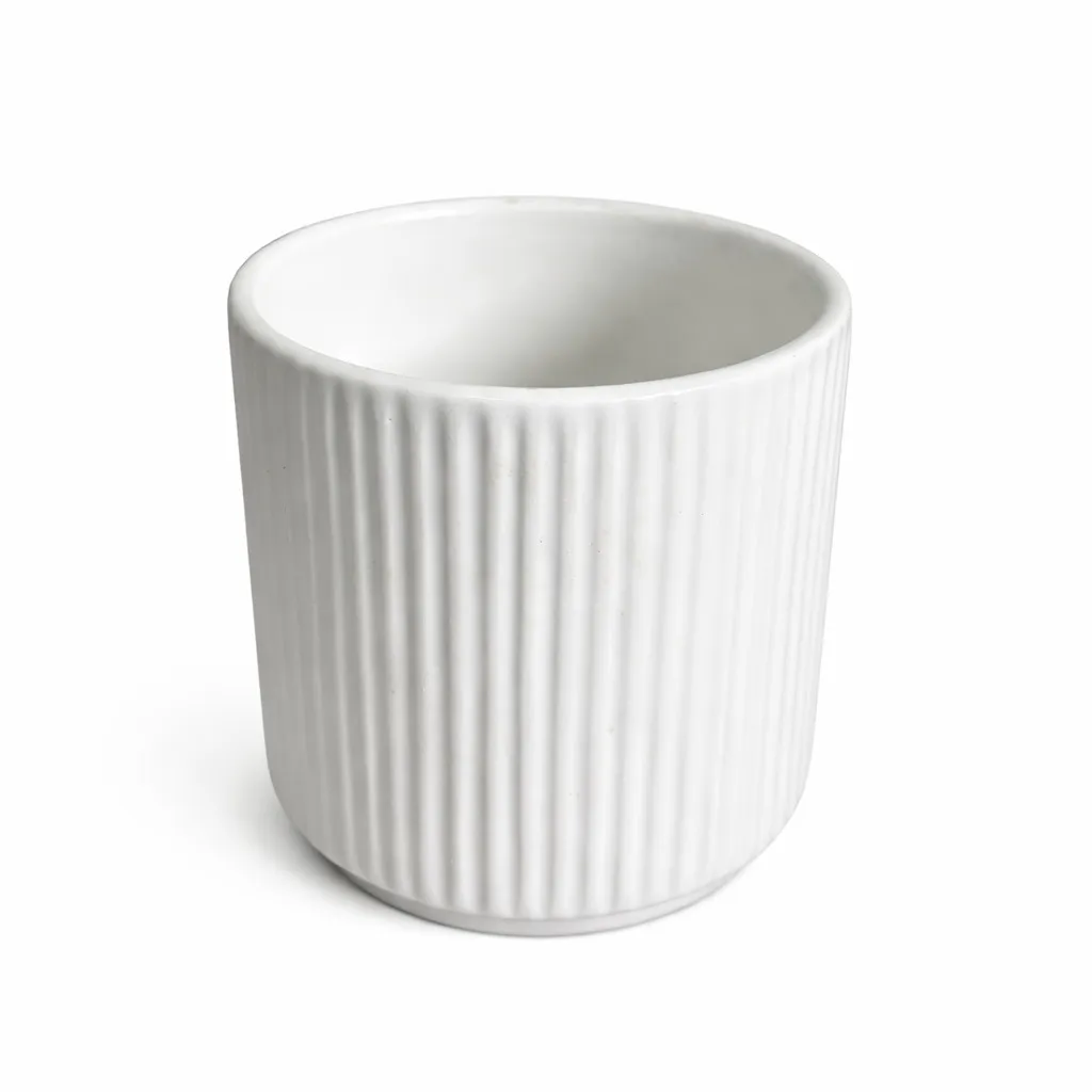 White Ribbed Pot