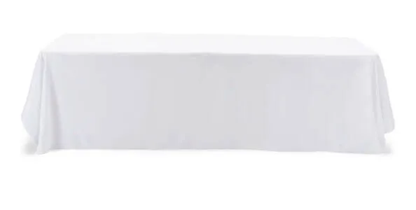 90x132 Rectangle White Polyester Table Cloth
