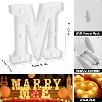 Marry Me Light Up 22cm Letters and Candles