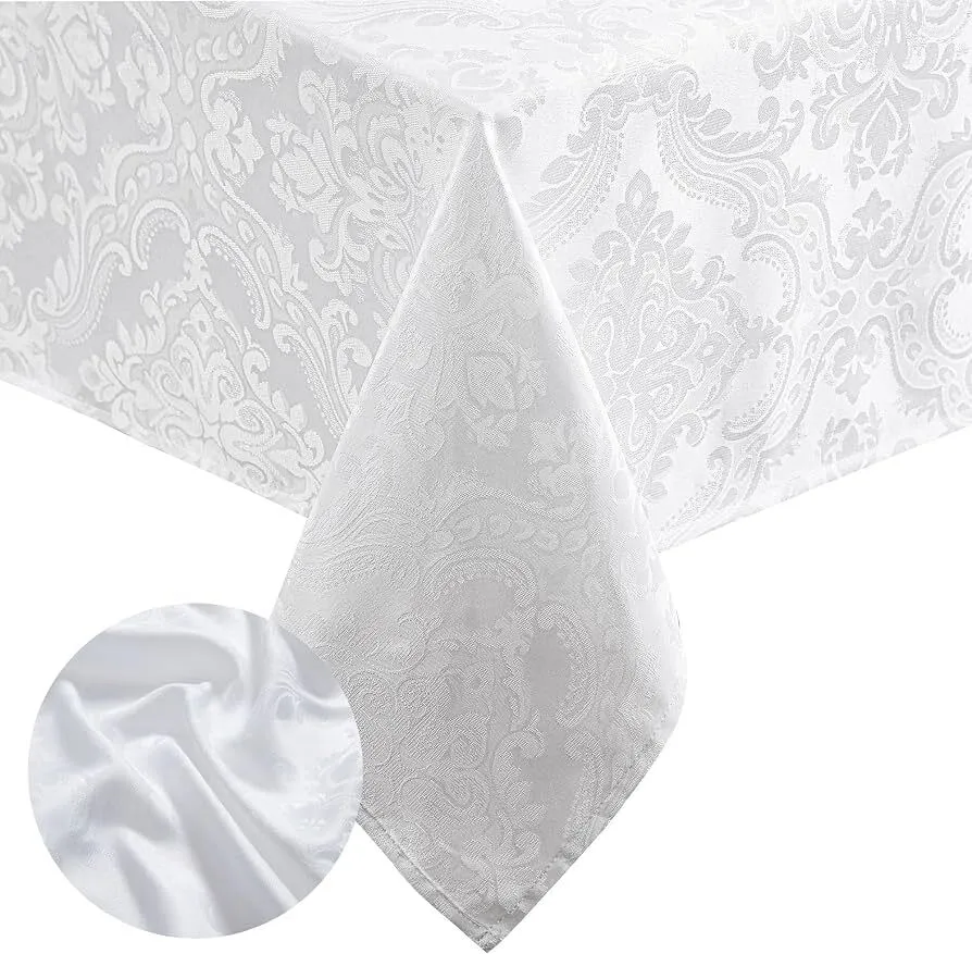 Waterproof, Stain & Wrinkle Resistant Fabric Tablecloth, 60" x 102" White