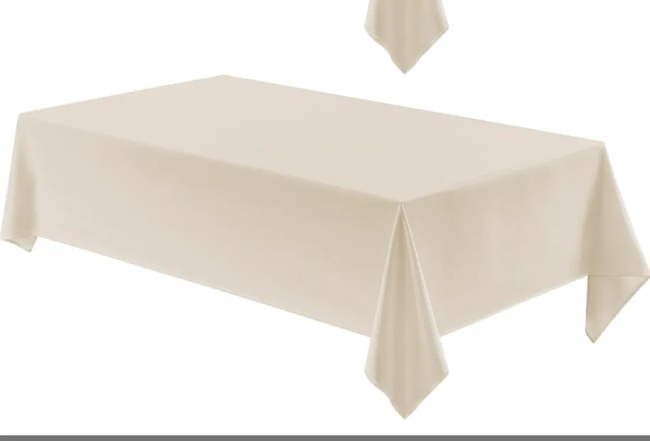 Beige Rectangle Tablecloth, 60x104 inch, Water Resistant Wrinkle Free Linen