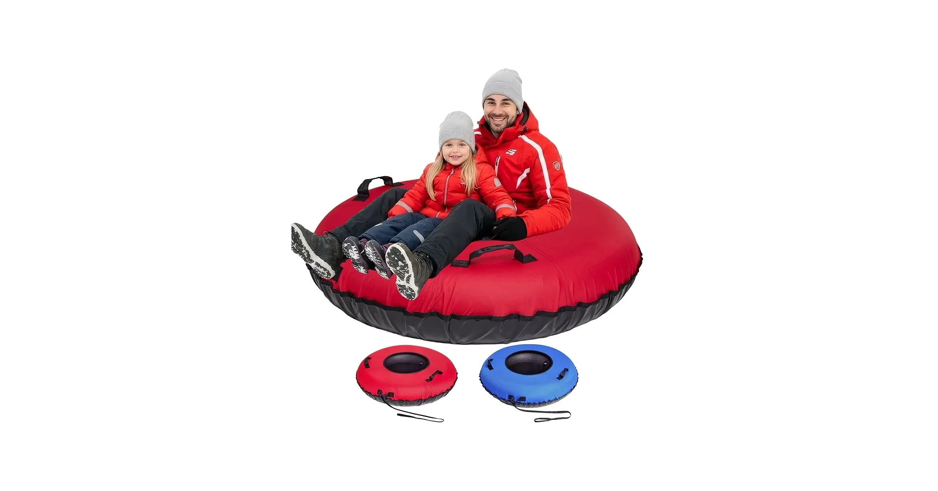 Snow Tube, 2 Person 48'' Snow Tubes with Commercial Grade Cover for Kids & Adults