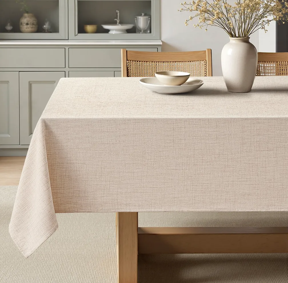 Ivory Linen Polyester Tablecloth 60x104