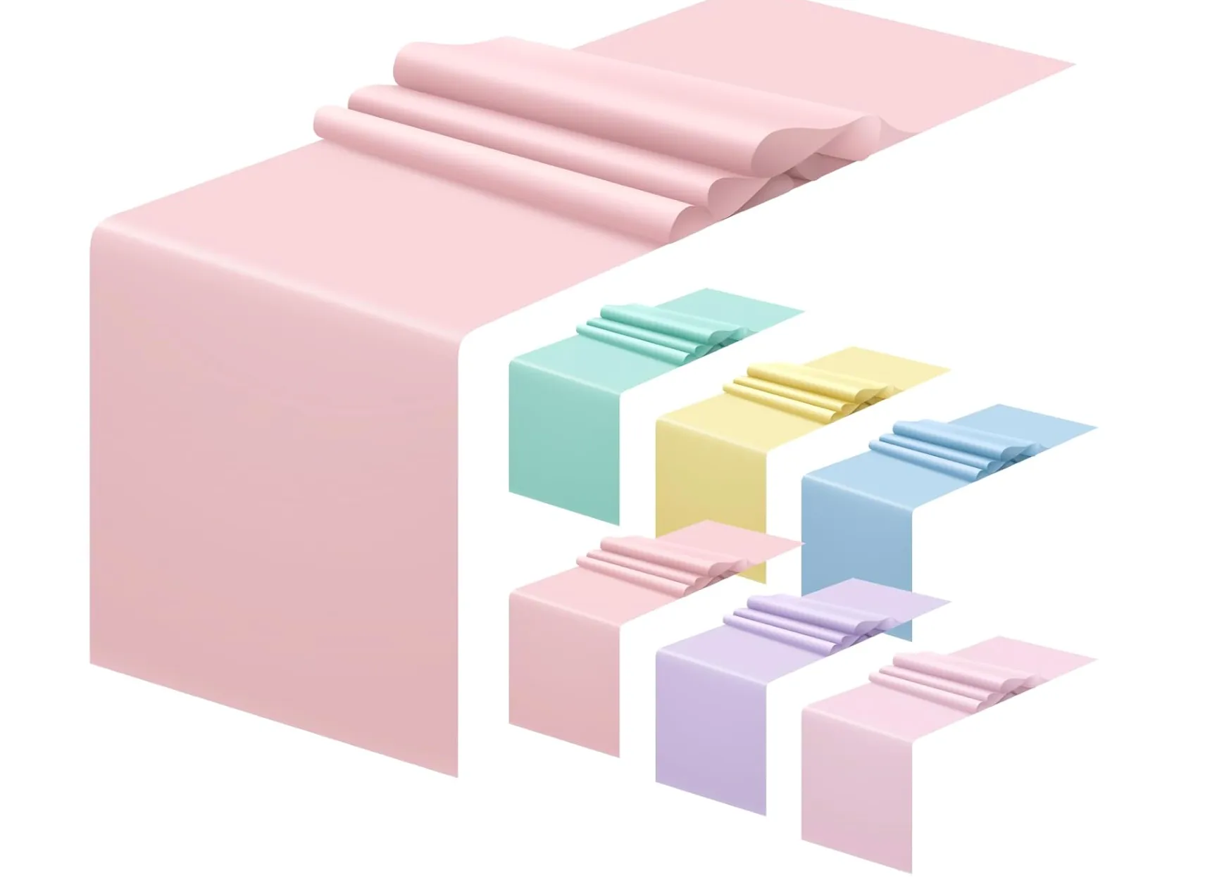  12 Pcs Pastel Assorted Color Satin Silk Table Runners 12 x 108 Inch