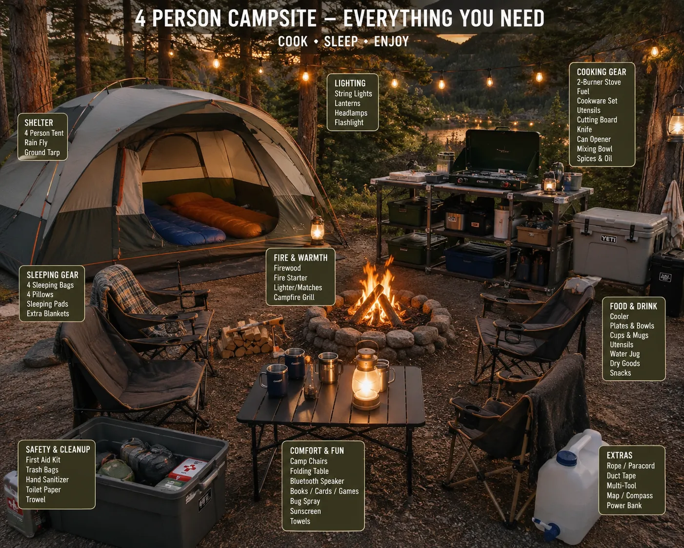 Campsite -  Complete 4 Person Gear Rental