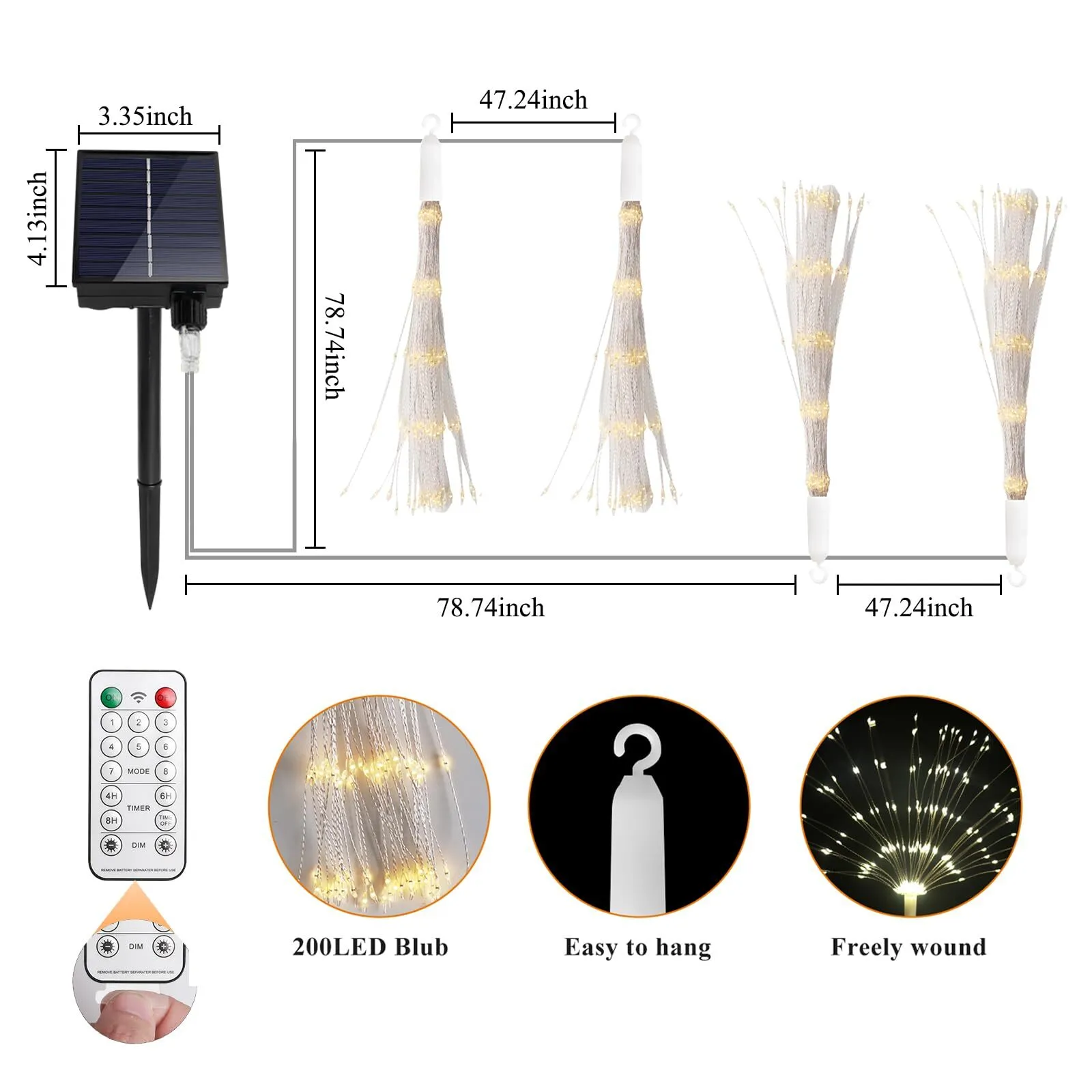 2 Pack Assorted Solar Curtain & Firework String Lights