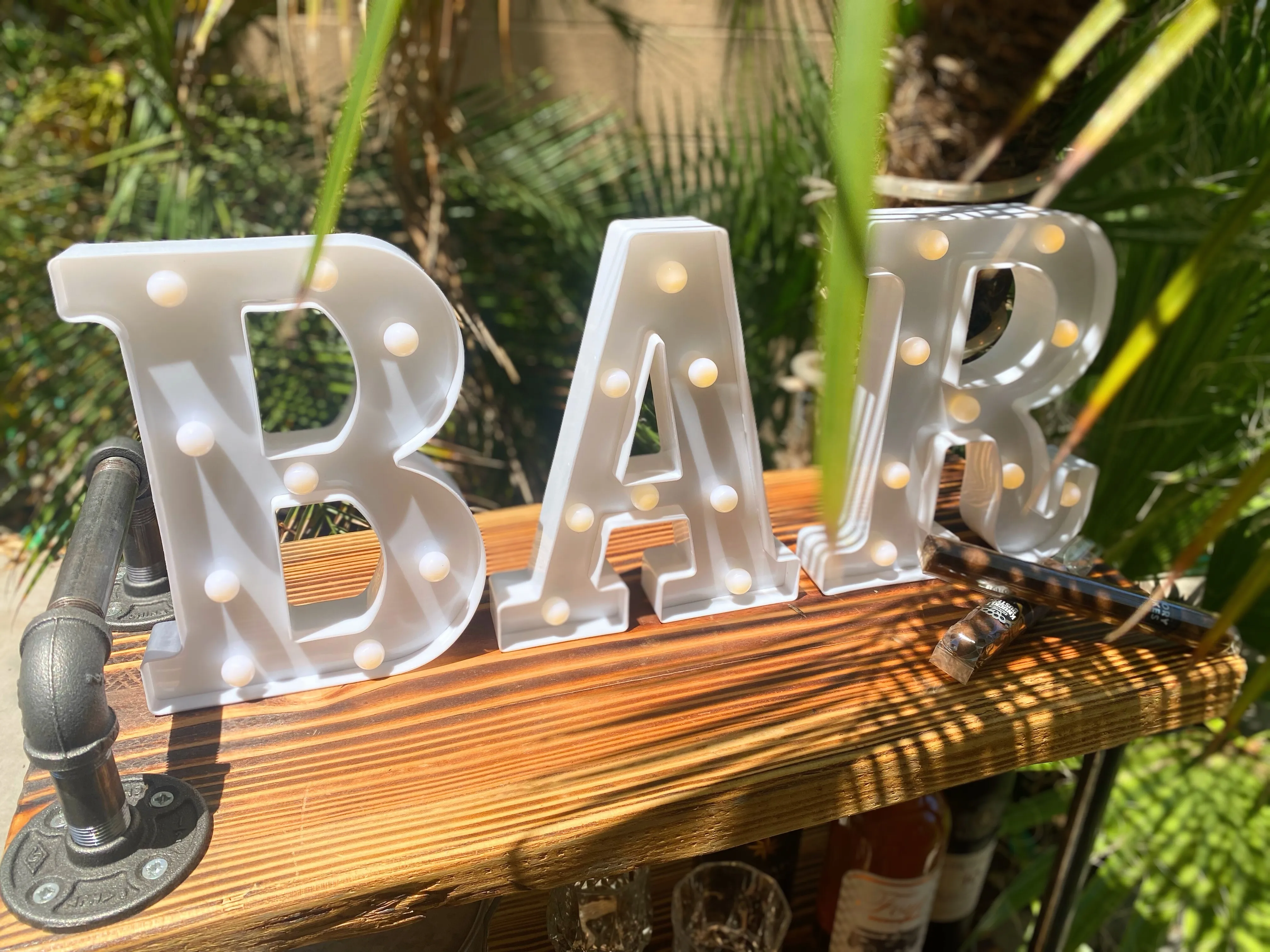 Light Up B-A-R Letter Sign
