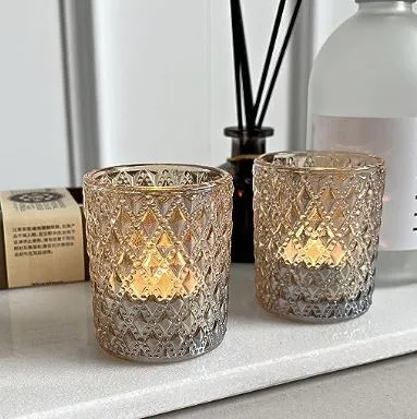 CHAMPAGNE GOLD ELABORATE VOTIVE CANDLE HOLDERS