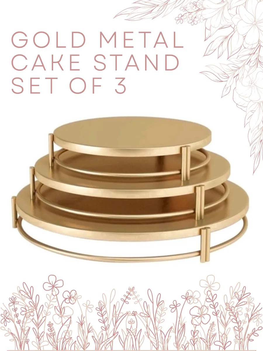 Set of 3 Gold Metal Cake Stands