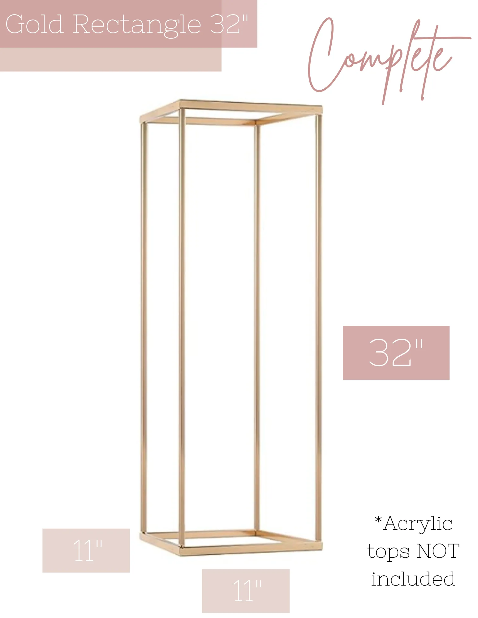 32" Gold Metal Rectangle Stand