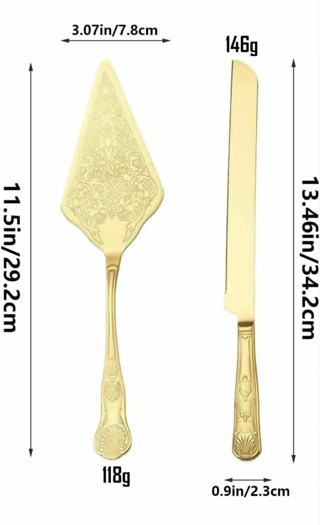 Bright Gold Cake Cutter Set