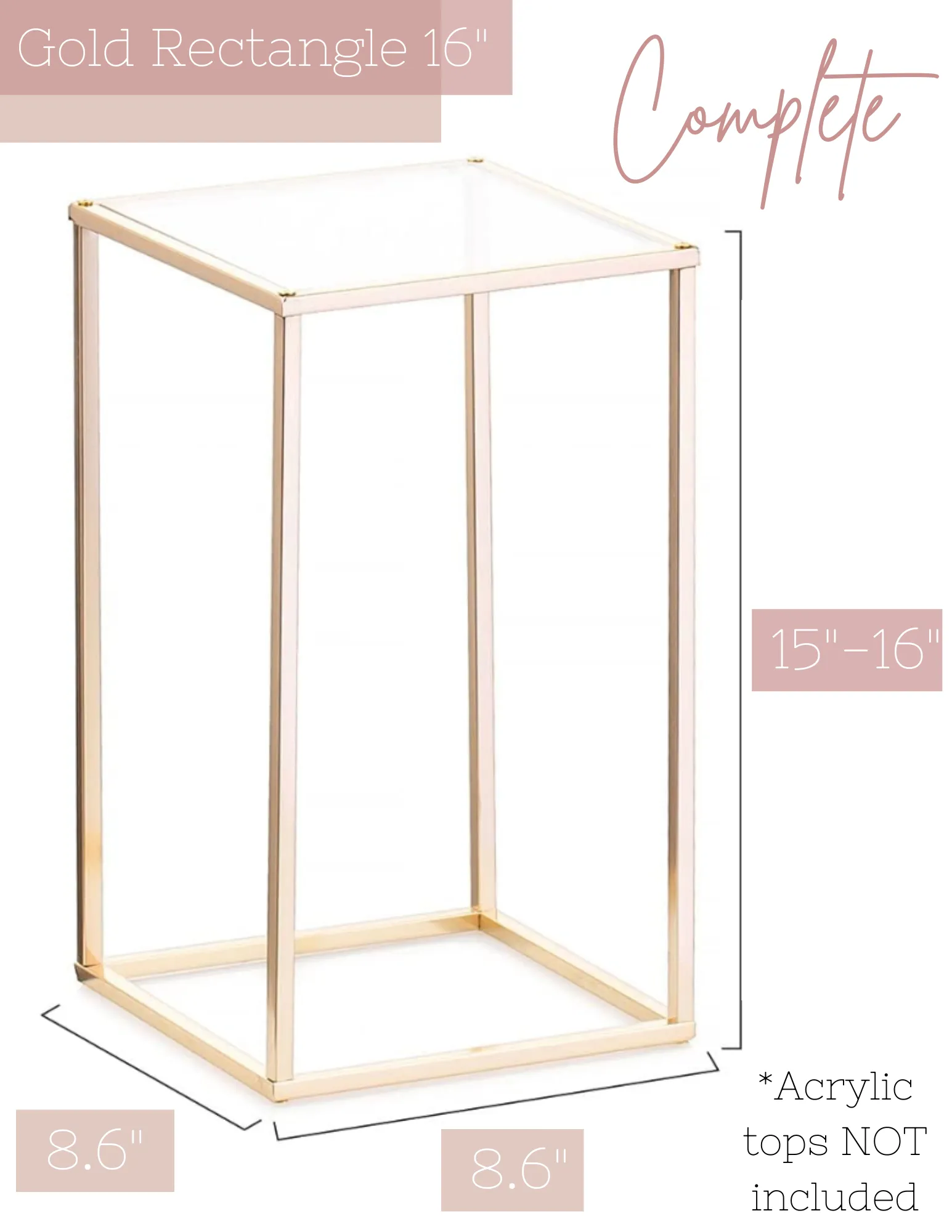 16" Gold Metal Rectangle Stand
