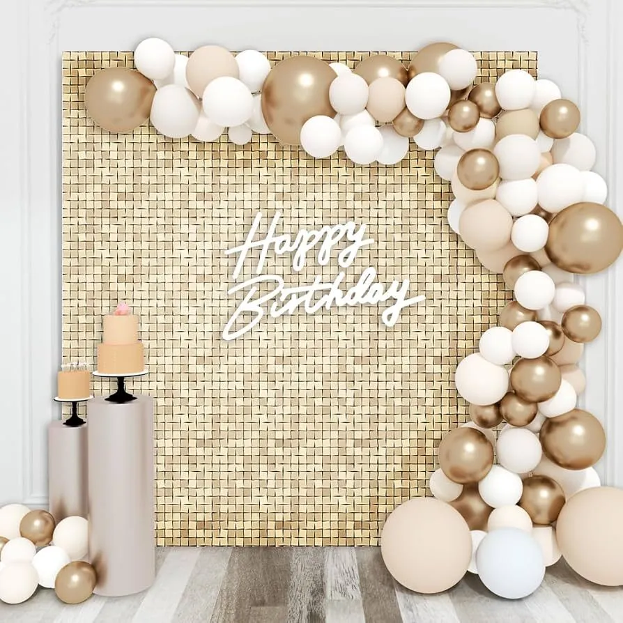 Gold Shimmer Wall with Balloons