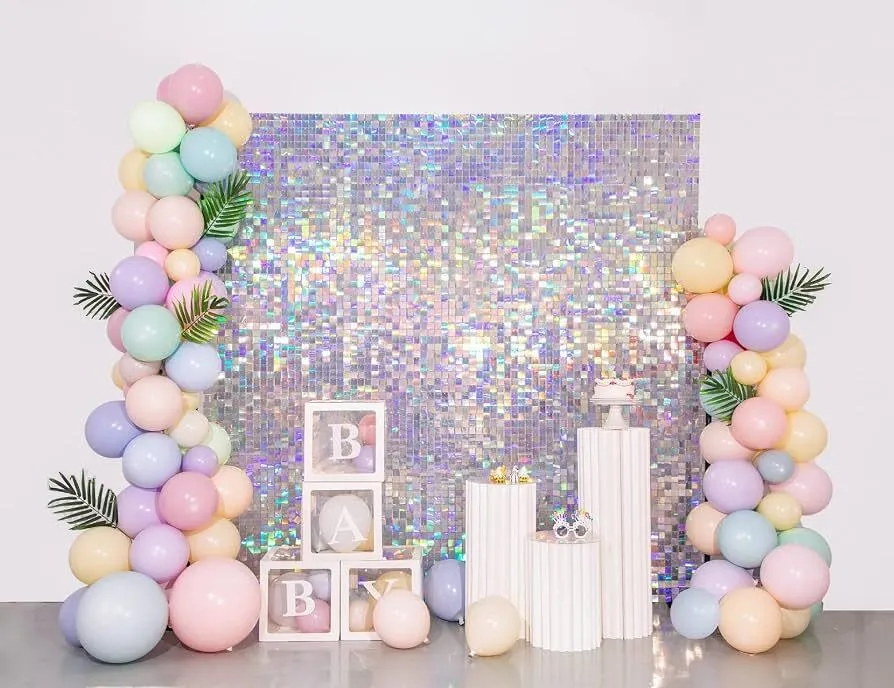 Iridescent Shimmer Wall with Balloons