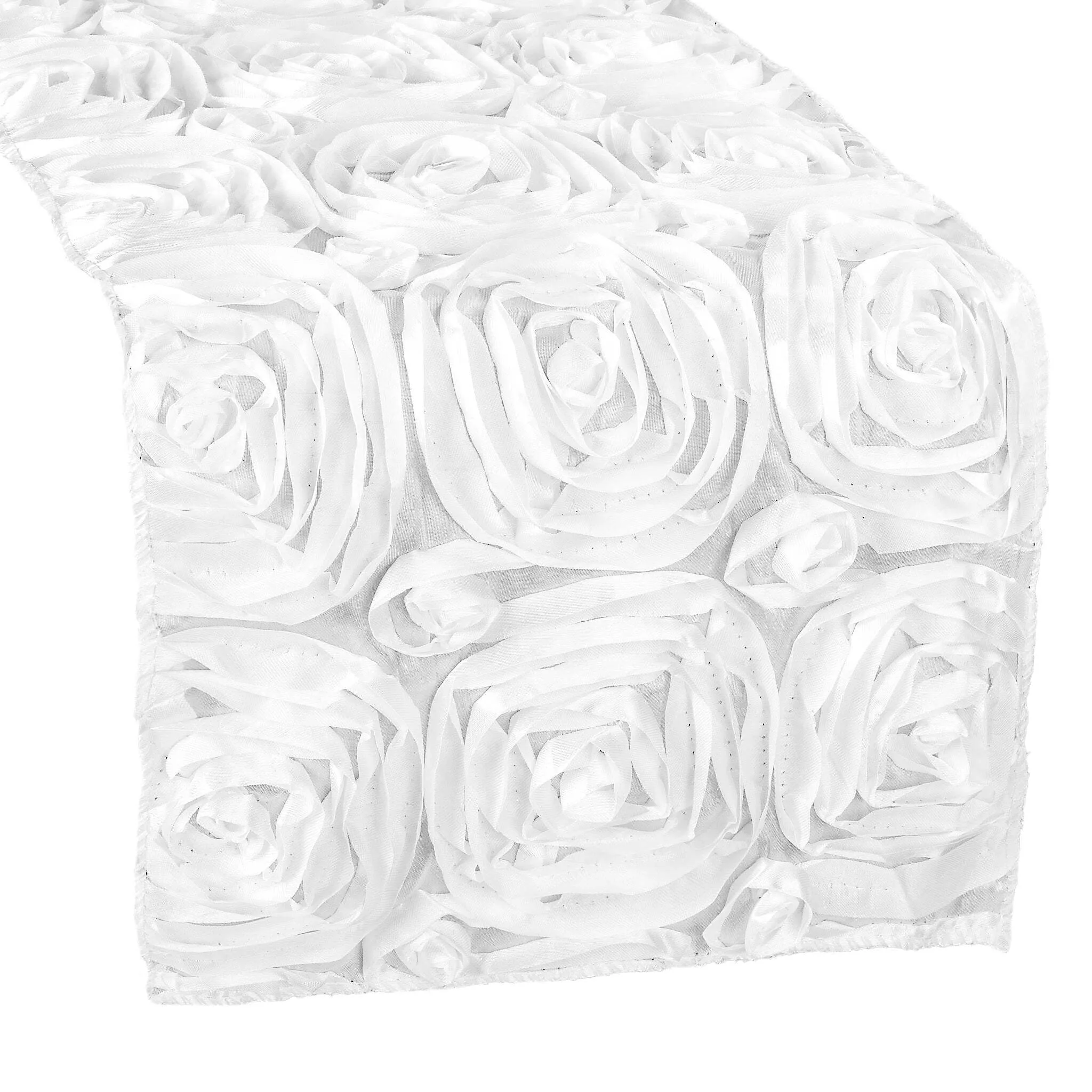 Wedding Rosette Satin Table Runner - White