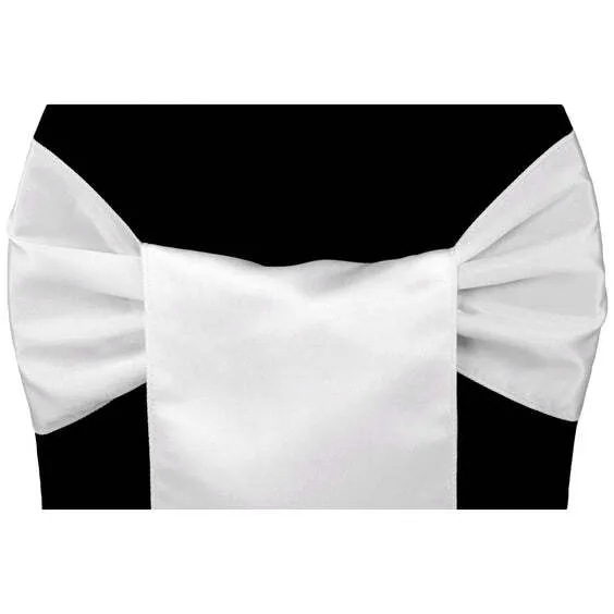 Lamour Satin Chair Sash - White