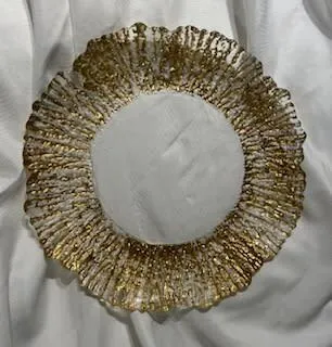 Decorative Charger - Clear Gold Flower Glass