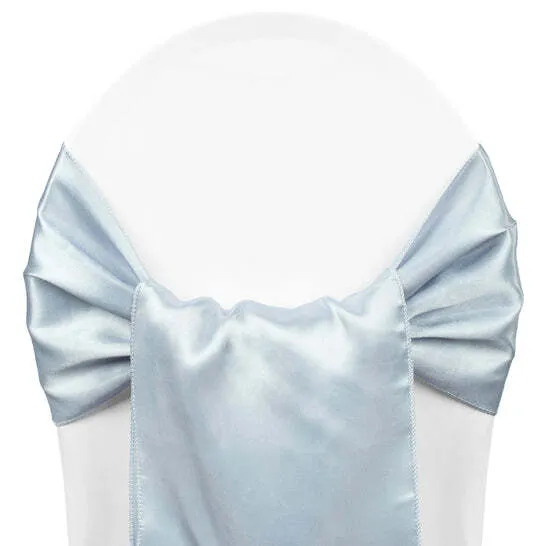 Wide Satin Chair Sash - Dusty Blue