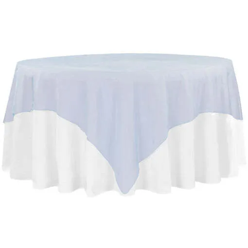 Organza 90"x90" Square Table Overlay - Baby Blue