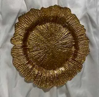 Decorative Charger - Gold Flower Glass
