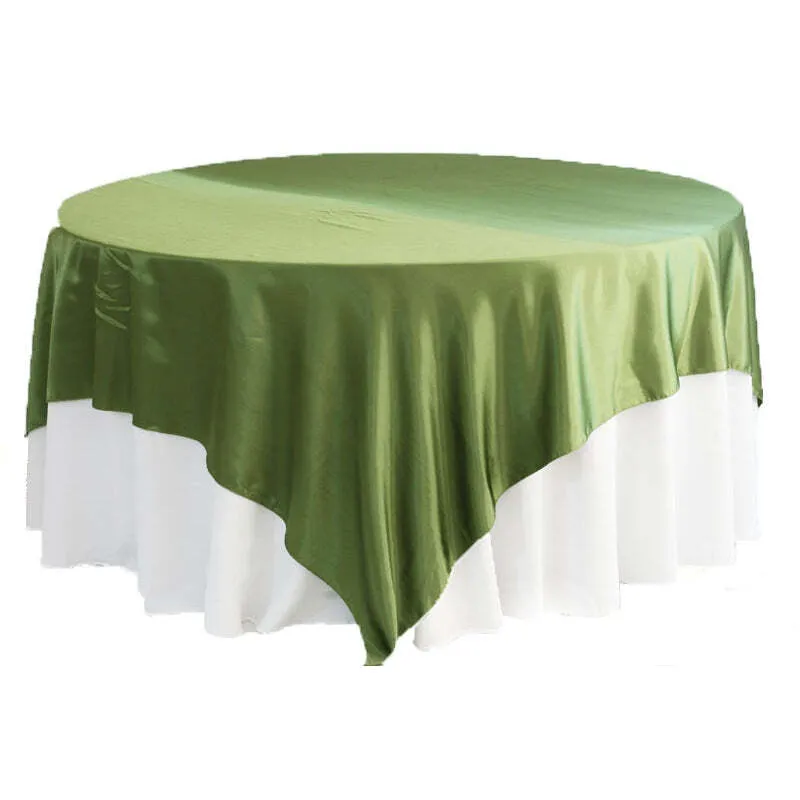 Square 90"x90" Satin Table Overlay - Willow Green