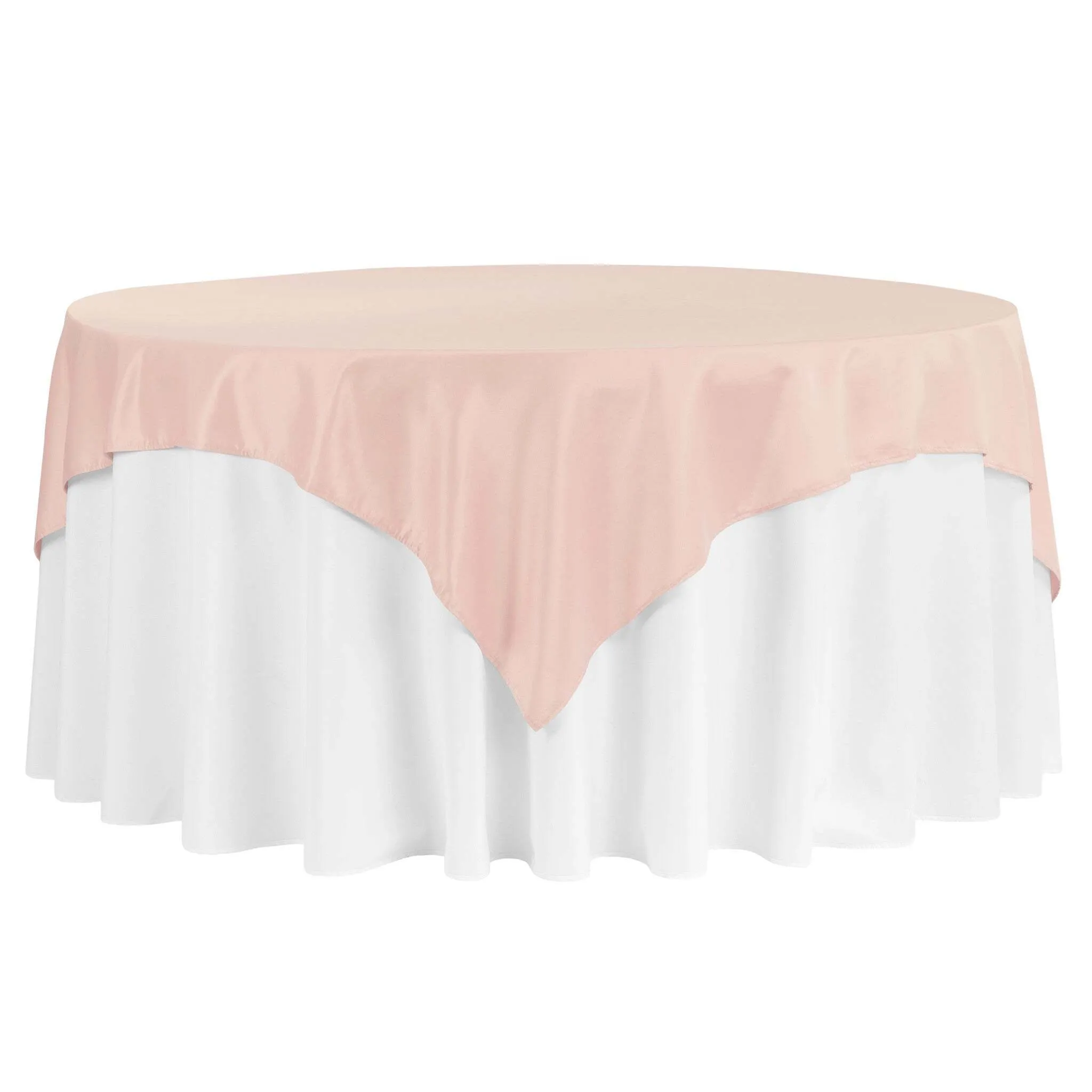Square 72" Lamour Satin Table Overlay - Blush/Rose Gold