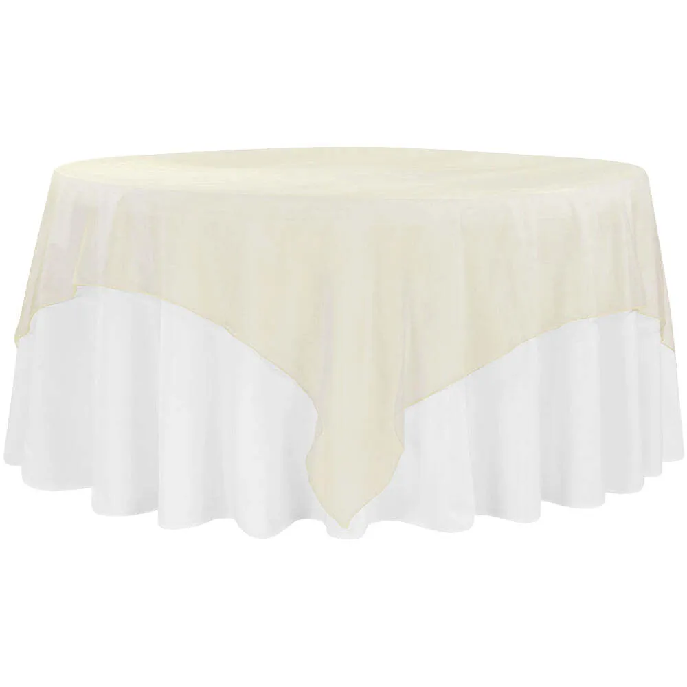 Organza 90"x90" Square Table Overlay - Champagne