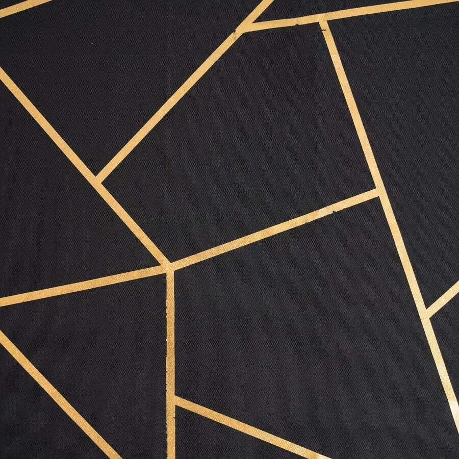 120" GOLD FOIL BLACK Round Linen