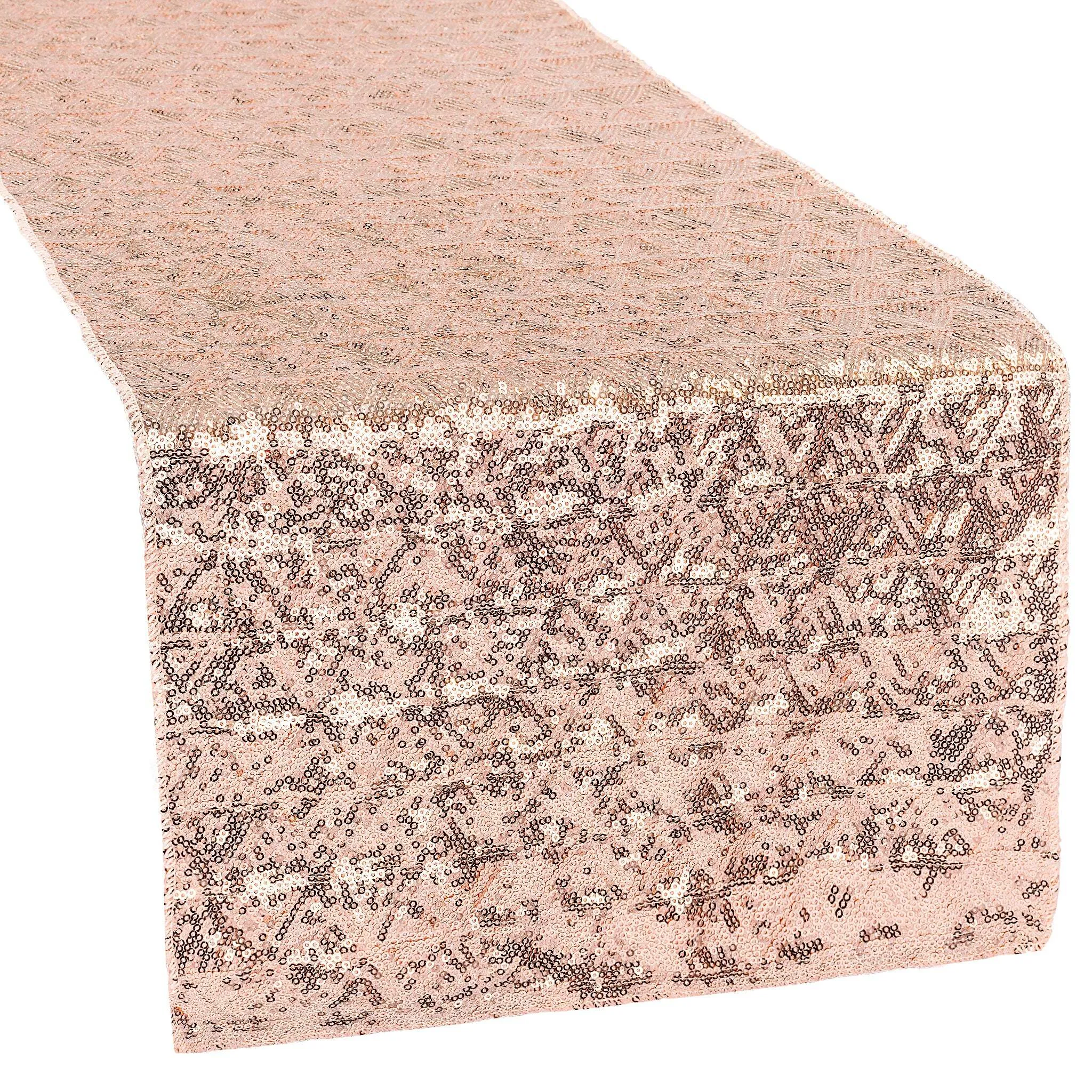 Diamond Glitz Sequin Table Runner - Blush/Rose Gold