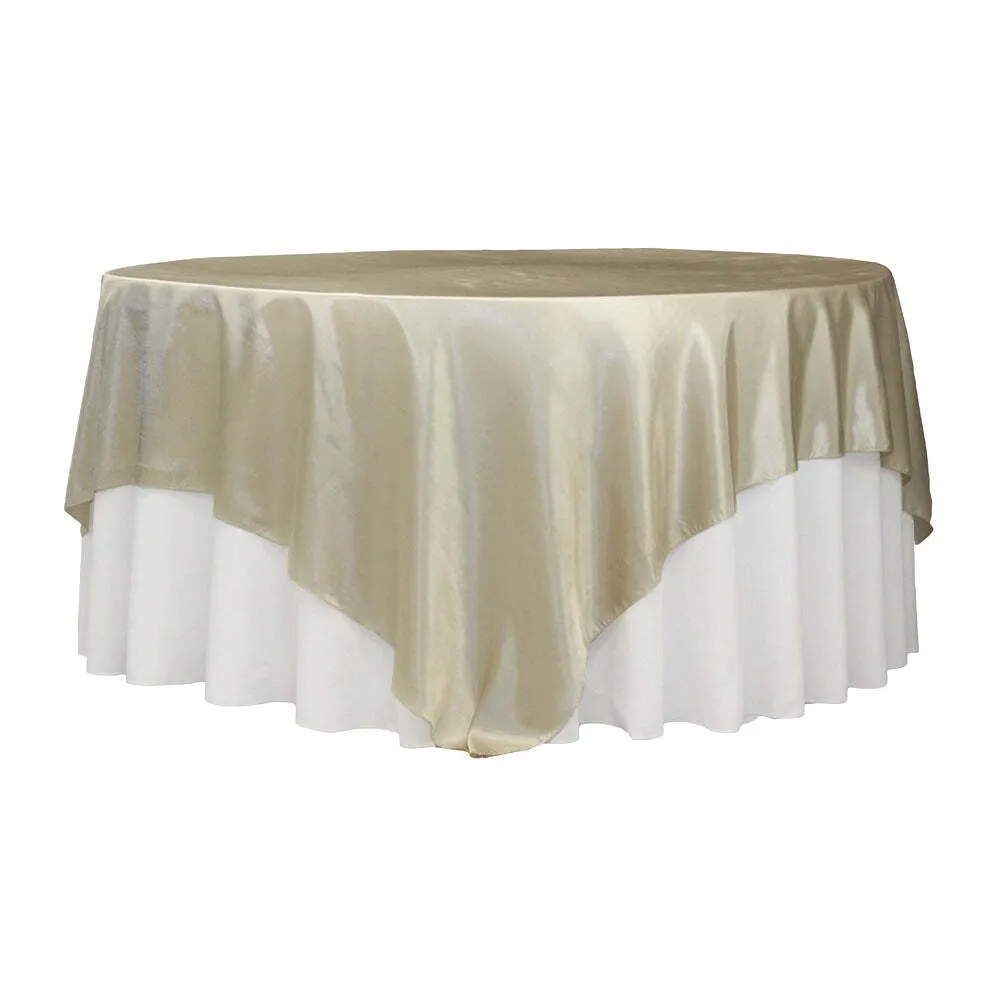 Square 90"x90" Satin Table Overlay - Champagne