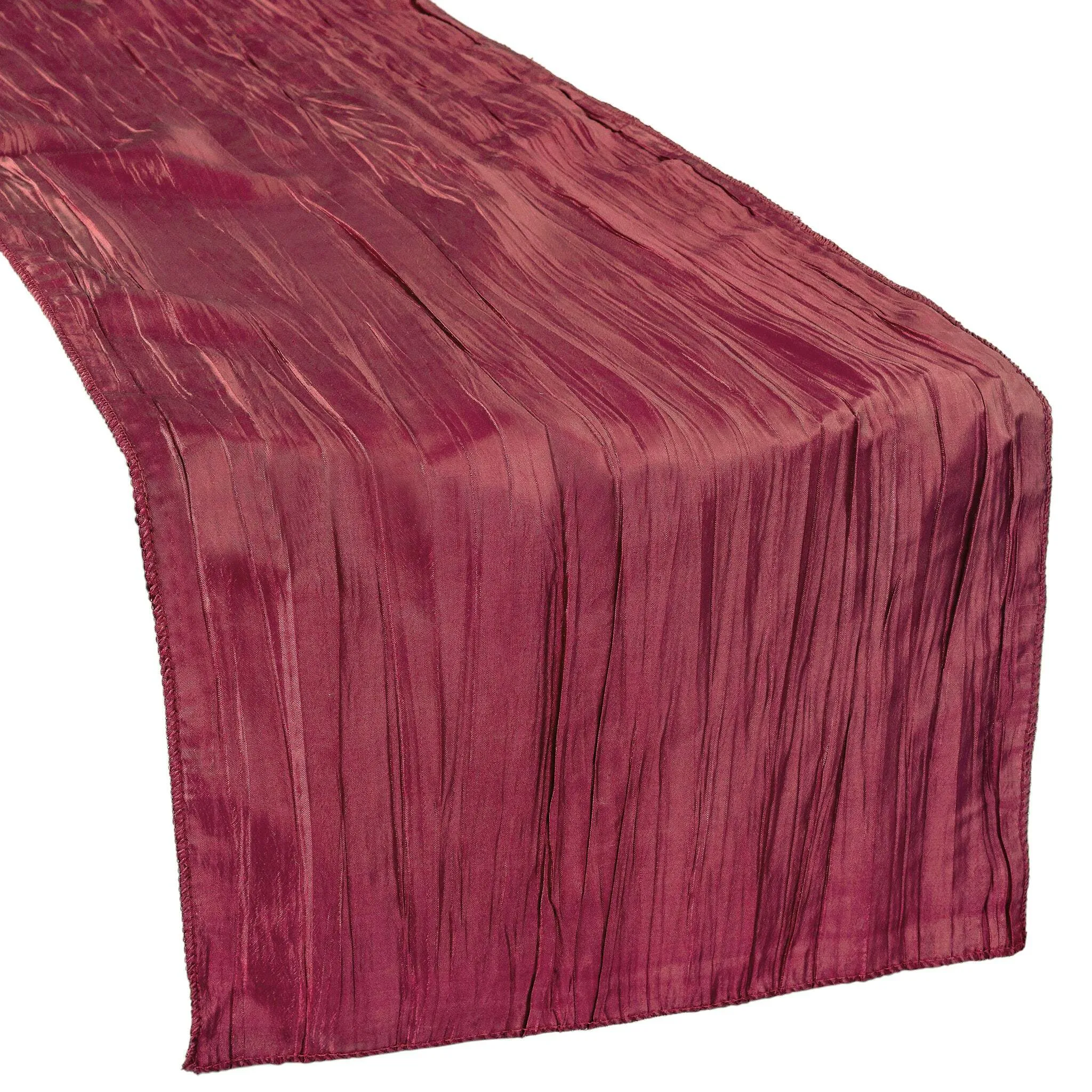 Accordion Crinkle Taffeta Table Runner - Burgundy