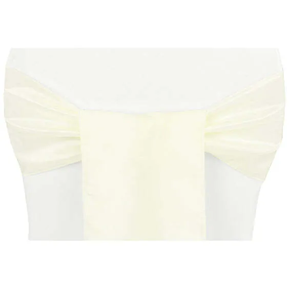 Taffeta Chair Sash/Tie - Ivory