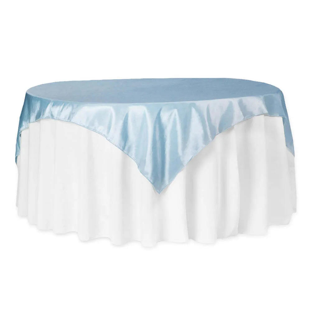 Taffeta Table Overlay Topper 72"x72" Square - Baby Blue
