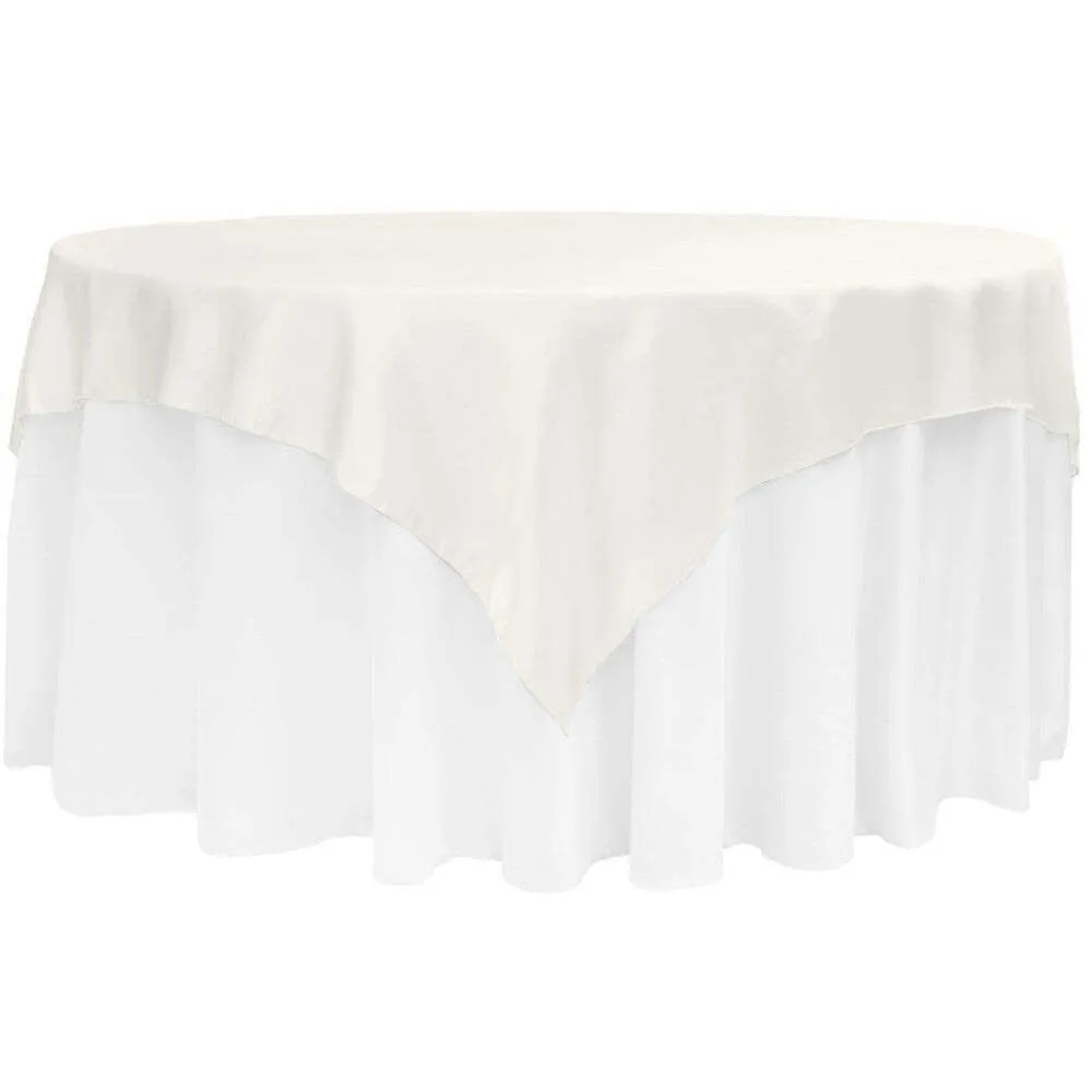 Square 72" Lamour Satin Table Overlay - Ivory