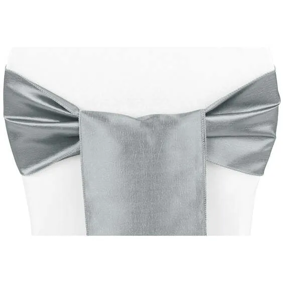 Taffeta Chair Sash/Tie - Gray/Silver