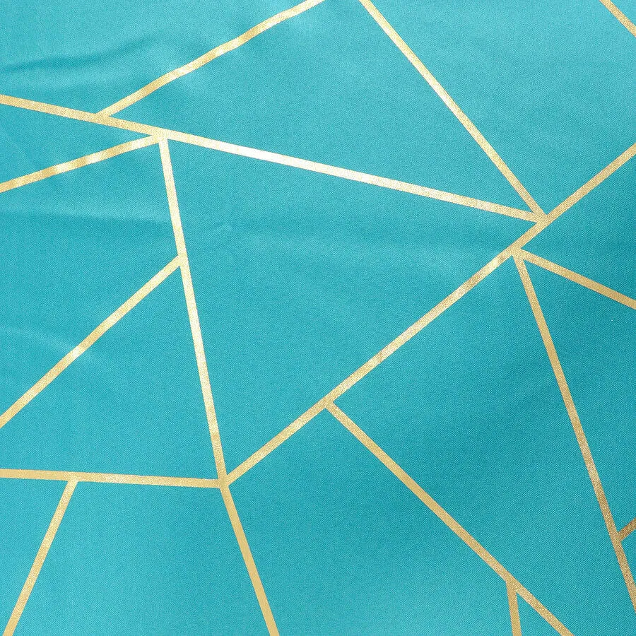 120" GOLD FOIL TEAL Round Linen