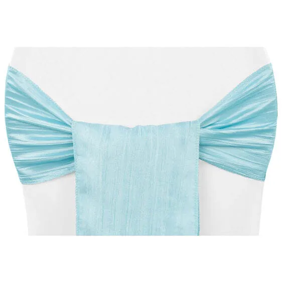 Accordion Crinkle Taffeta Chair Sash - Baby Blue