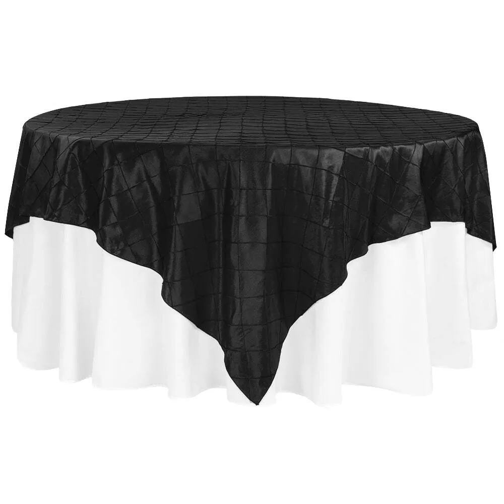 Pintuck 90"x90" square Table Overlay - Black
