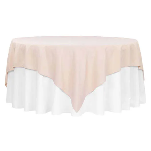 Economy Polyester Table Overlay Topper/Tablecloth 90"x90" Square - Blush/Rose Gold