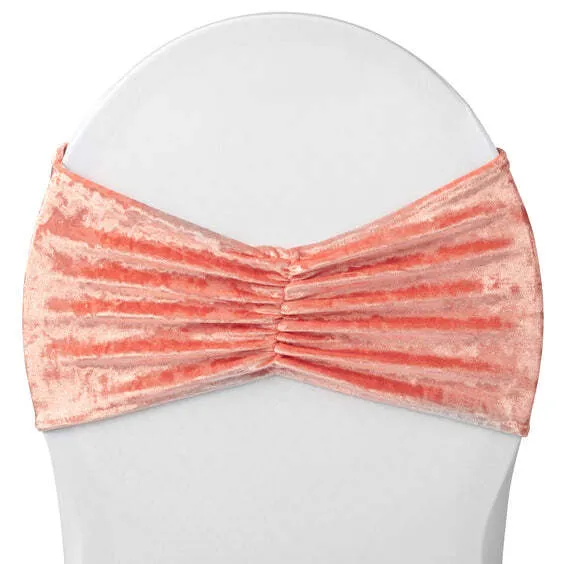 Velvet Ruffle Stretch Chair Band - Coral