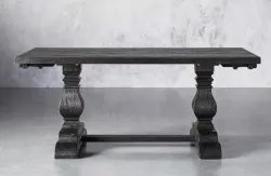 RH Tressled Farm Table Black Stained w/ leave options