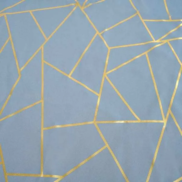 6' GOLD FOIL DUSTY BLUE Rectangular Linen