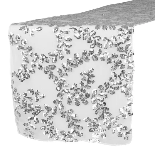 Sequin Vine Table Runner - Silver
