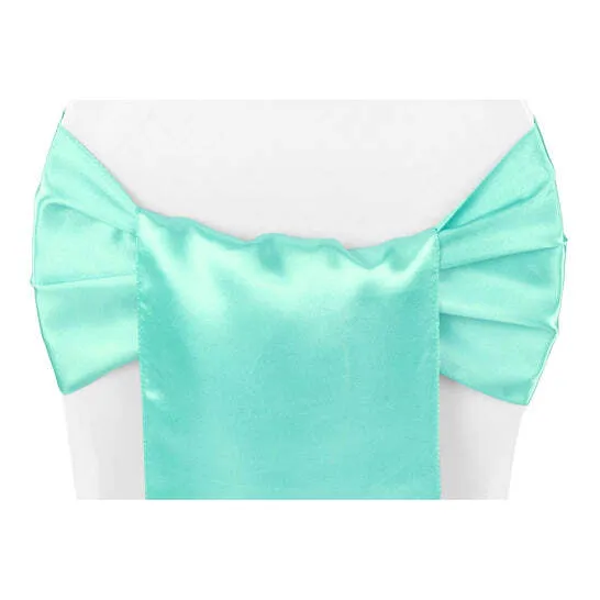 Wide Satin Chair Sash - Light Turquoise