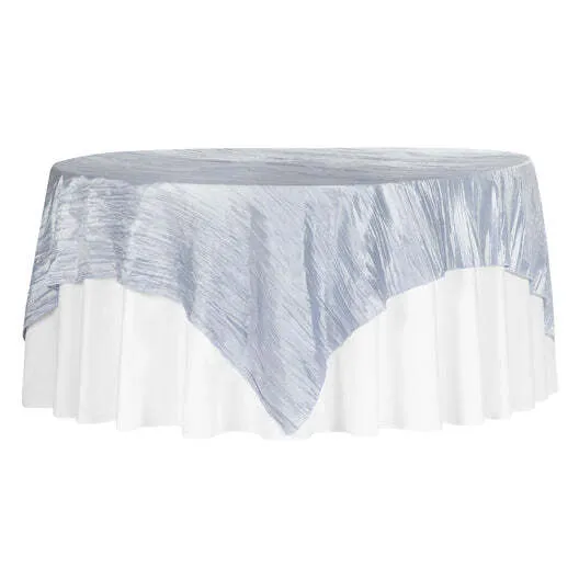 Accordion Crinkle Taffeta Table Overlay Topper 85"x85" Square - Dusty Blue
