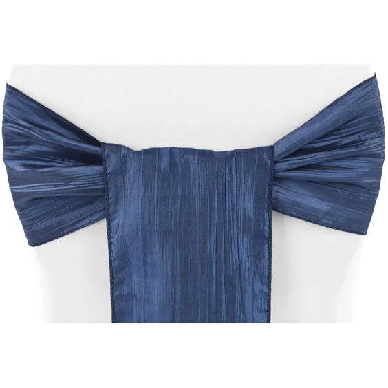 Accordion Crinkle Taffeta Chair Sash - Navy Blue