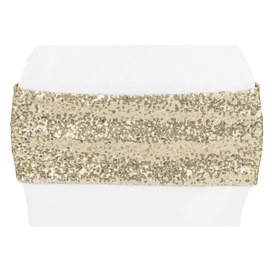 Glitz Sequin Spandex Chair Band - Champagne