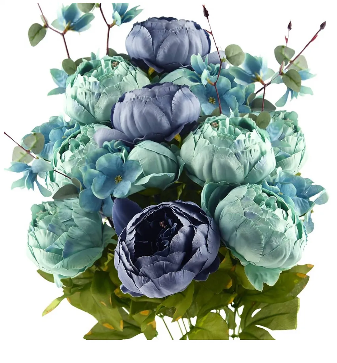 Vintage Artificial Peonies Silk Peony Flowers and Hydrangeas Floral Centerpiece Arrangement Decoration