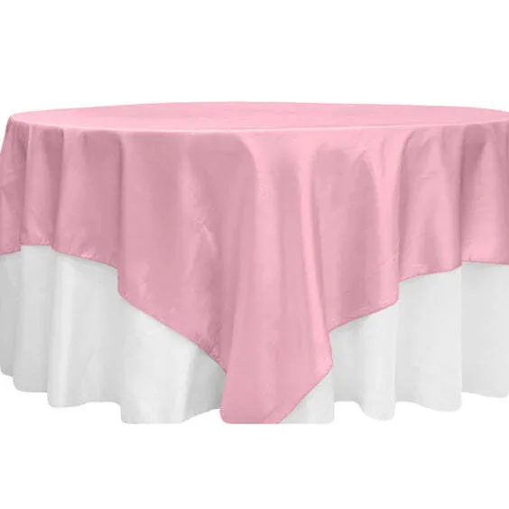 Taffeta Table Overlay Topper 90"x90" Square - Pink
