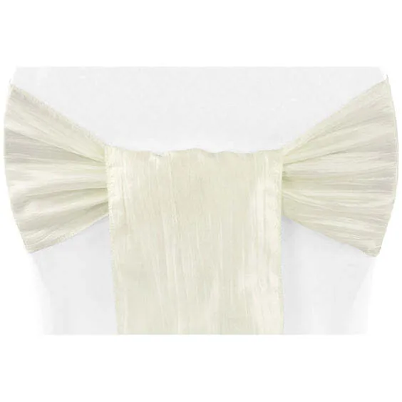 Accordion Crinkle Taffeta Chair Sash - Ivory
